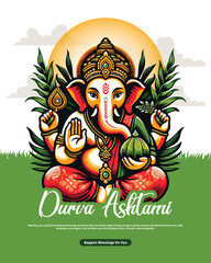Durva Ashtami celebration, offering Durva grass to Lord Ganesha, spiritual and traditional ritual.