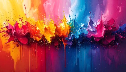 Fototapeta premium Vibrant Rainbow Color Splash Abstract Art Painting