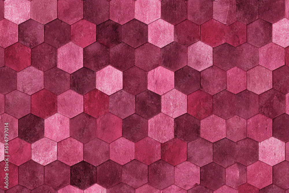 Aufkleber pink and maroon hexagonal tile pattern background texture design