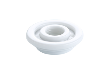 White plastic fitting, close-up studio shot,  isolated background, industrial parts
