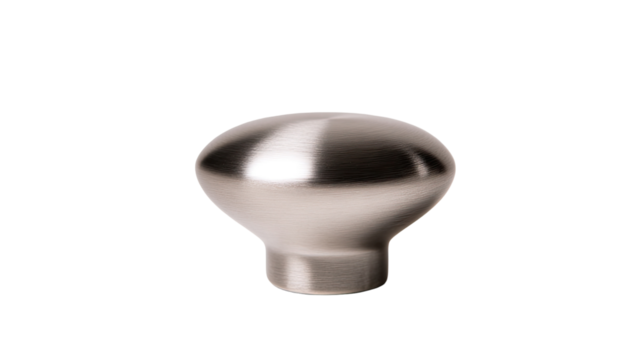Polished metal knob, studio shot, white background, industrial design