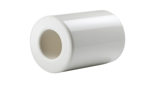 White ceramic spacer, studio shot, clean background, industrial part