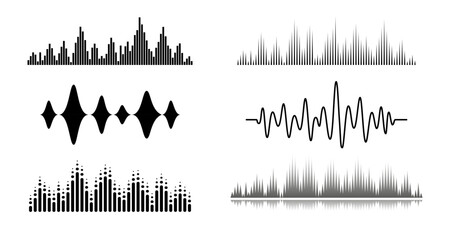 Creative waveform designs: music frequency visuals in minimalist silhouette style © 123levit