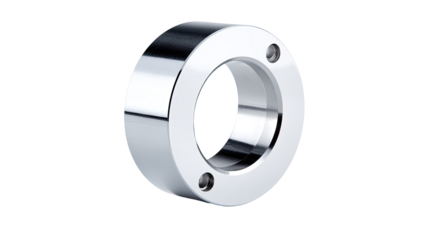 Chrome spacer, precision-machined, studio shot, industrial background, engineering