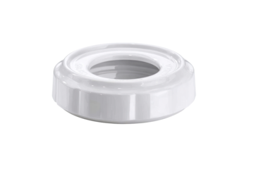 White plastic bottle cap, studio shot, isolated background, baby product packaging