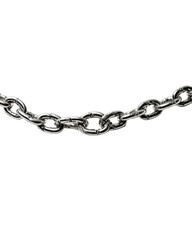 Silver chain links against black background