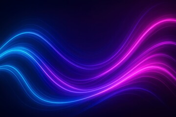 Obraz premium Abstract wavy neon light streaks in blue and pink on a dark background