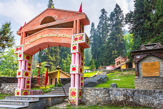 Wan, Uttarakhand, India - June 11th 2023: Latu Devta Mandir or Temple have a unique tradition where deity idol remains unseen and priest who performs the puja (worship) does so blindfolded.