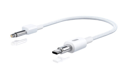 White audio cable with USB-C connector