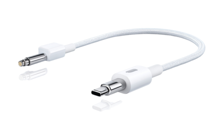 White audio cable with USB-C connector
