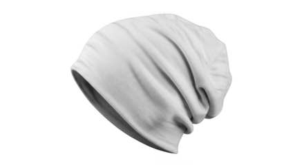 White beanie isolated on transparent background is perfect for cold weather wear