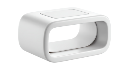 White phone holder, minimalist design, studio shot, clean background, website mockup