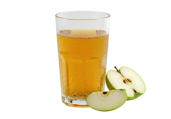 Isolated Apple Juice in Glass with Apple Slices a Refreshing Beverage Still Life Style