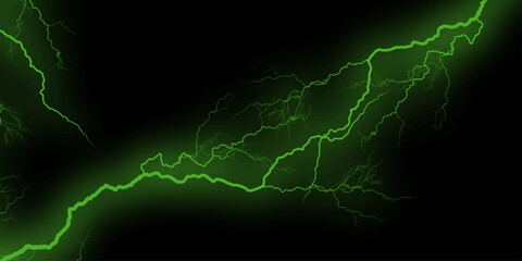 Green, white Marble Texture Template Background. Brilliant streaks of green lightning illuminate dark expanse with electric thunder dramatic display. Lightning bolt. thunder lighting on black bg.