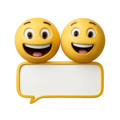 Happy emoji smiling face chat bubble positive expression communication message conversation yellow emoticon cheerful friendly isolated transparency background 3D illustration digital art social