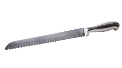A long, serrated bread knife