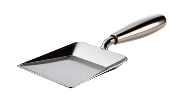 Studio shot Silver mini trowel; isolated, clean background;  home decor, craft use
