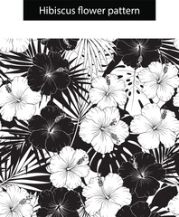 Real estate Hibiscus flower pattern design  black 
on white background