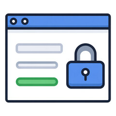 Security lock icon on web browser interface, privacy protection concept, digital safety symbol, secure login page, data protection illustration, internet security design