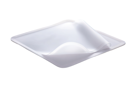 White rectangular sheet with a translucent inner layer