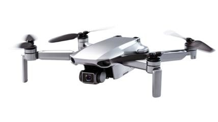 Small, light gray drone with camera