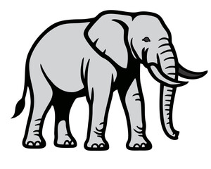 Minimalist Elephant Silhouette – Black &  gray Vector Line Art