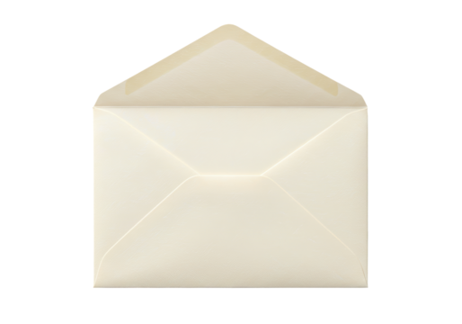 Isolated stationery envelope on a neutral surface open ready to be used to send letters or invitations