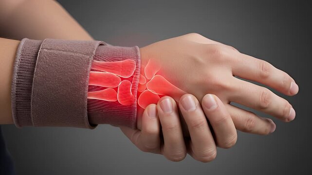 Wrist Pain Relief: Medical Illustration of Carpal Bones with Support