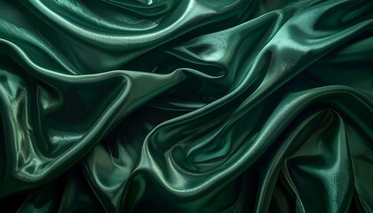 Fototapeta premium Intricate folds of deep emerald green fabric display a luxurious sheen.
