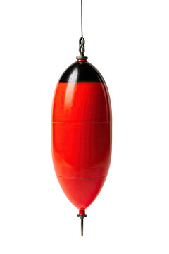 Oval fishing float, red and black