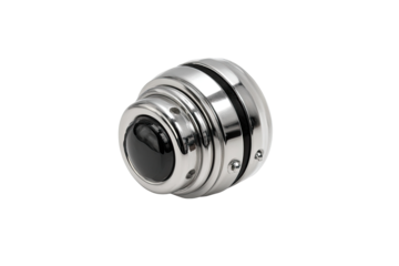 Precision stainless steel bearing, close-up, black background, industrial parts
