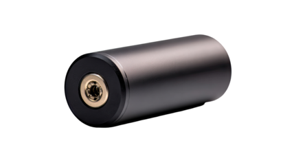 Cylindrical battery studio shot, dark background, power source