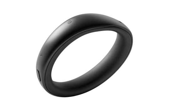 Sleek, black, rounded ring