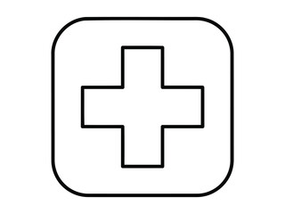 Fototapeta premium Simple outline of a medical cross inside a rounded square