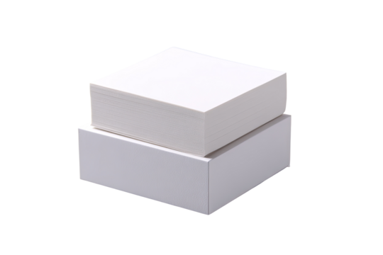 White paper stacks, studio, clean background, stationery