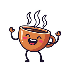 Happy Coffee Cup Cartoon Character Illustration