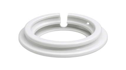 White plastic collar, studio shot, detail, industrial background, part