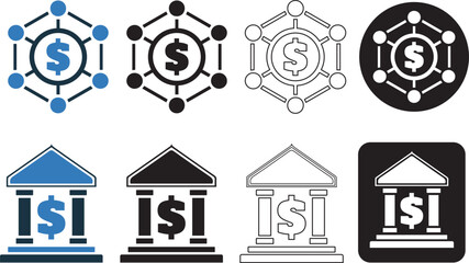 Bank, banking, network icon