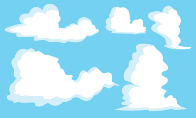 Set of cloud In Bright Blue Sky, day clouds.
