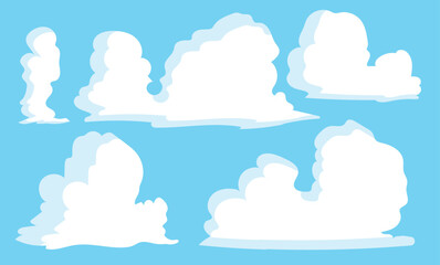 Set of cloud In Bright Blue Sky, day clouds.