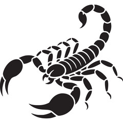 Scorpion illustration isolated on white background, representing danger, protection, and transformation in a striking, stylized design