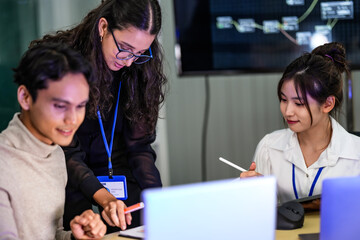 A data science team collaborates on a machine learning workflow. The lead analyst points out a data...
