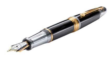 Luxury black fountain pen with gold accents