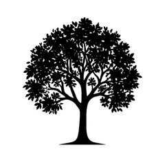 Obraz premium Intricate Tree Silhouette Vector for Tattoo, Wall Art, and Spiritual Decor – Black on White