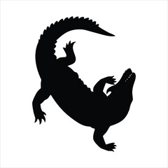 Black silhouette of a crocodile reaching upwards