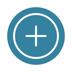 Blue circle with white plus sign icon