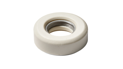 White ceramic welding nozzle close-up on black background