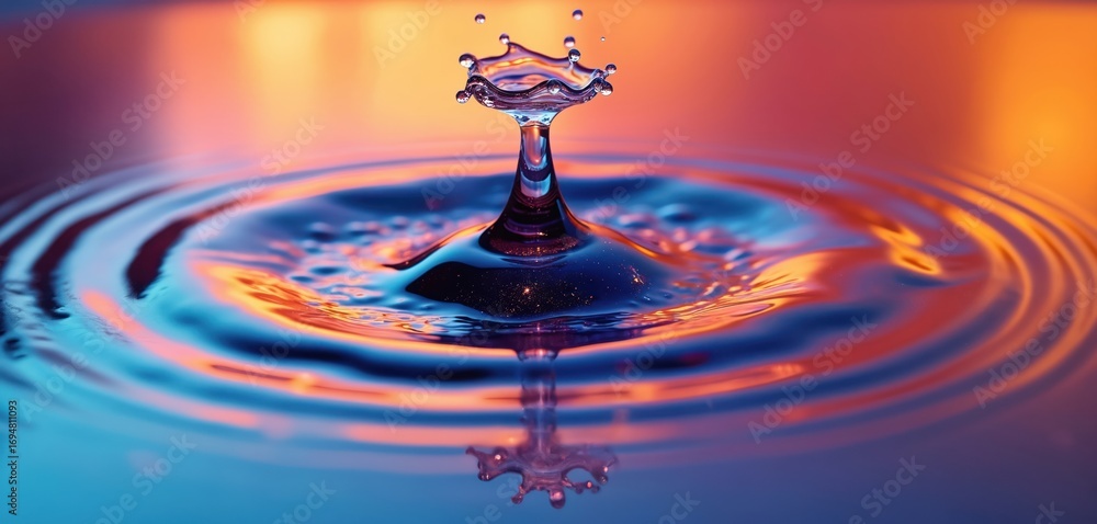 Aufkleber vibrant liquid droplet impact creates mesmerizing concentric ripples and color reflections. dynamic 