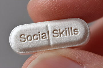 A White Pill with "Social Skills" Embossed on It