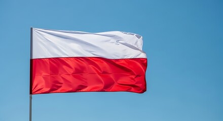 Polish Flag with Blue Sky, and Outdoors.
